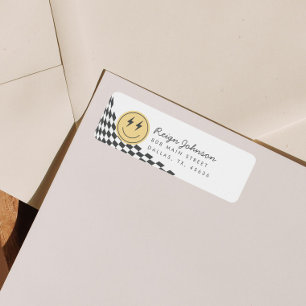 Cool One Boy's Chequered Retro Return Address Return Address Label