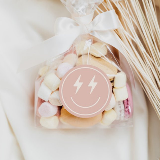 Cool One Girl's Happy Face Chequered Retro Classic Round Sticker (Creator Uploaded)