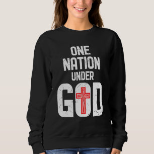 Cool One Nation Under God Religion Red Cross Activ Sweatshirt