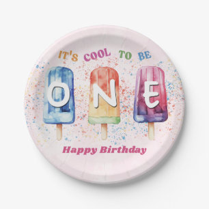 Cool One Pink Popsicle 1st Birthday Party Paper Plate