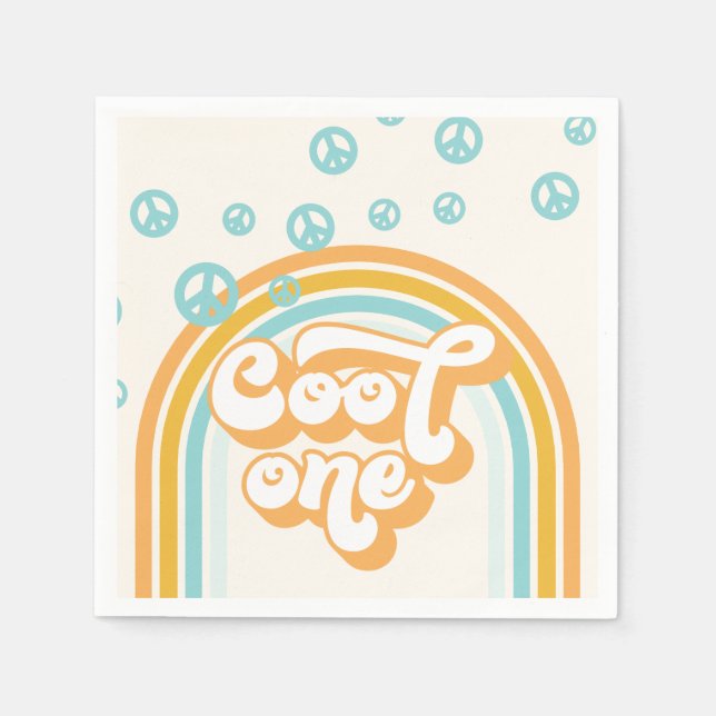 Cool One Retro Boy 1st Birthday Napkin (Front)