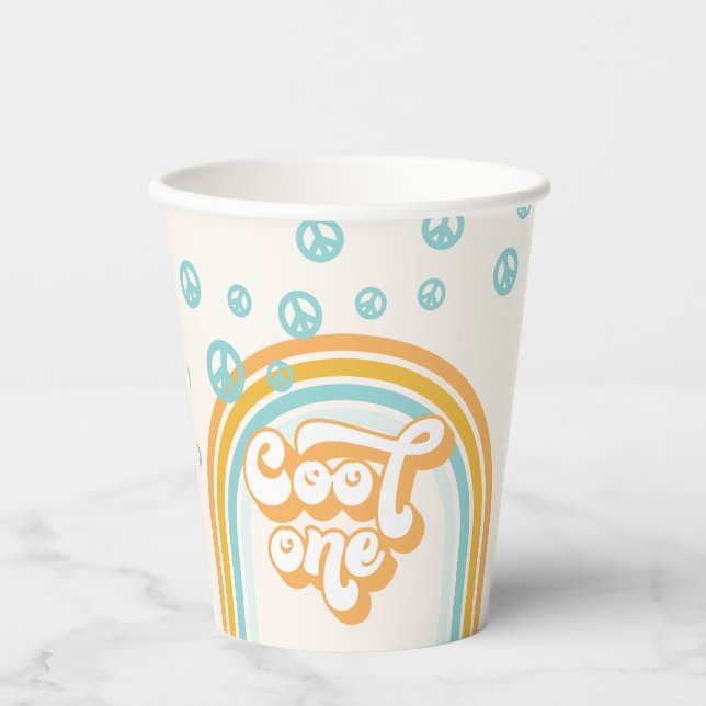 Cool One Retro Boy 1st Birthday Paper Cups (Front)