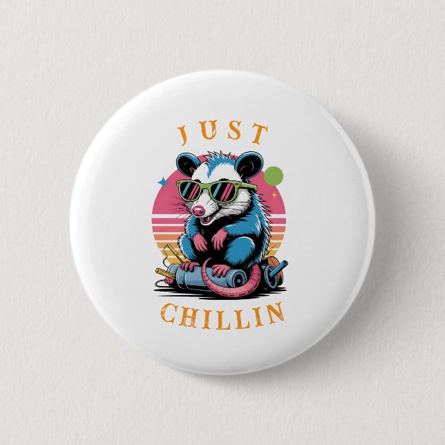 Cool Opossum 80s Retro Flair 6 Cm Round Badge (Front)