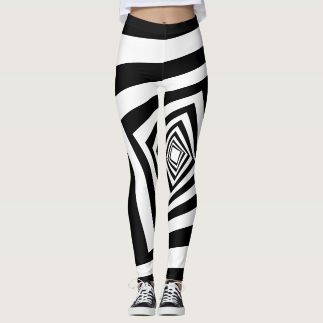 Cool Optical Illusion Black and White Leggings (Front)