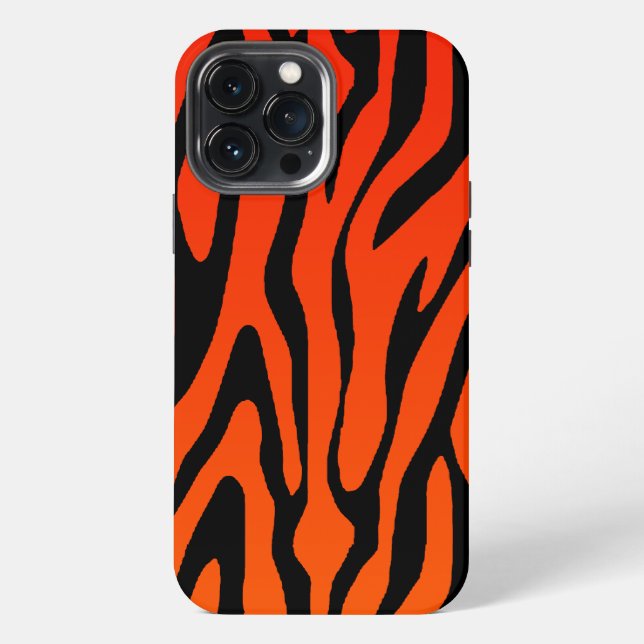 Cool Orange and Black Zebra Stripes Pattern iPhone Case (Back)