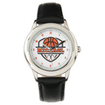 Cool Orange Black Basketball Sports Watch