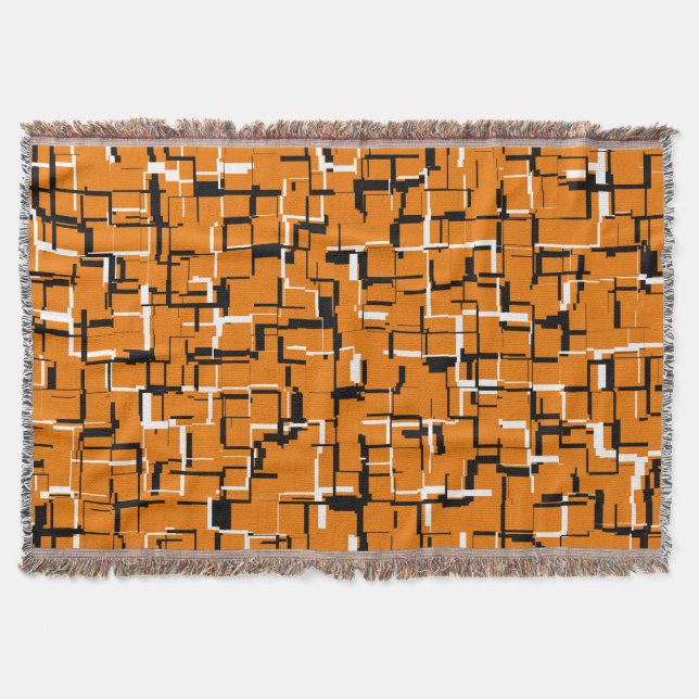 COOL Orange Black White Throw Blanket (Front)
