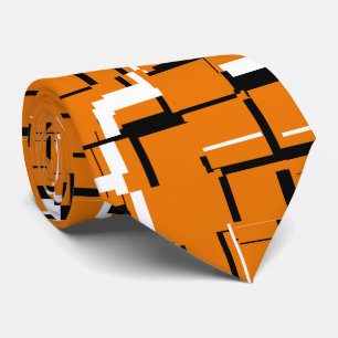 COOL Orange Black White Unique Pattern Tie