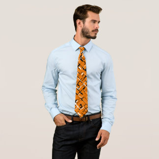 COOL Orange Black White Unique Pattern Tie