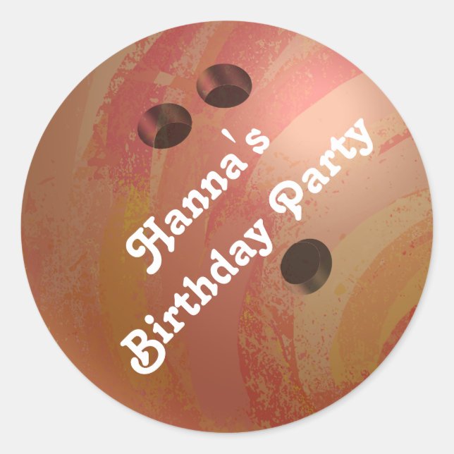 Cool Orange Bowling Ball Custom Party Sticker (Front)