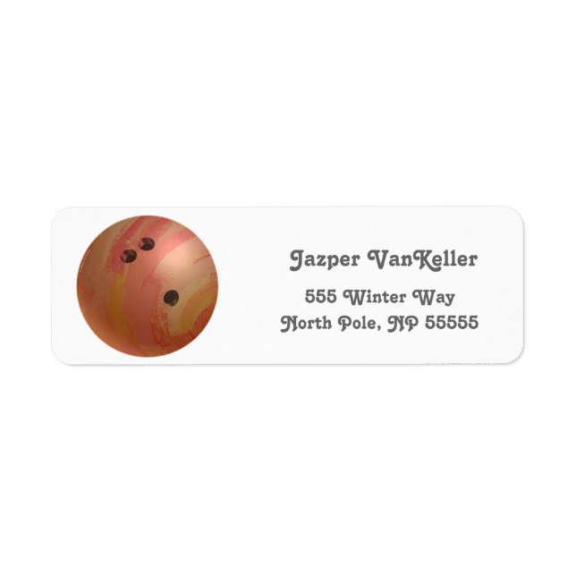 Cool Orange Bowling Ball Return Address Labels (Front)