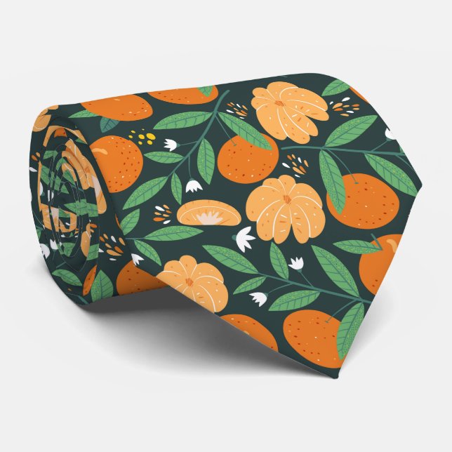 cool orange fruit tiled pattern tie (Rolled)