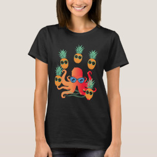 Cool Orange Octopus Juggling Pineapples T-Shirt