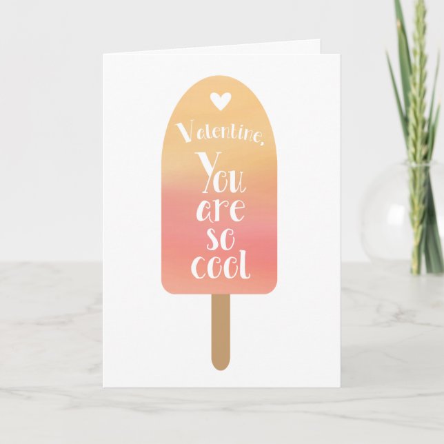 Cool Orange Popsicle Valentine's Day Holiday Card (Front)