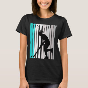 Cool Orange Retro Girls Hockey Birthday Happy Colo T-Shirt