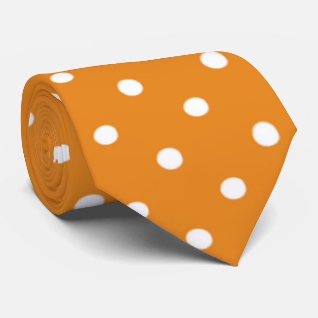 cool orange white polka dot pattern  tie (Rolled)