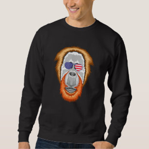 Cool Orangutan Wearing Usa Flag Sunglasses Us Amer Sweatshirt