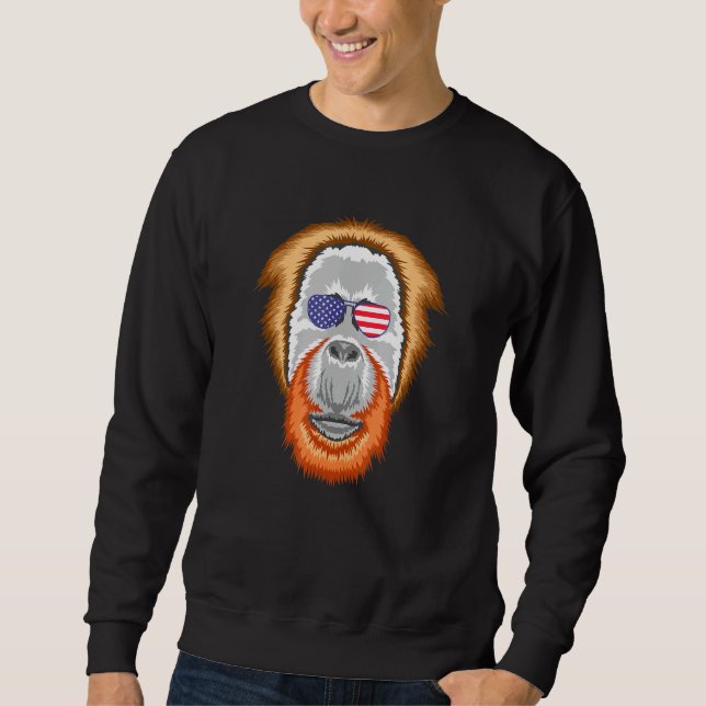 Cool Orangutan Wearing Usa Flag Sunglasses Us Amer Sweatshirt (Front)