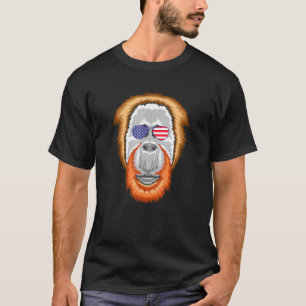 Cool Orangutan Wearing Usa Flag Sunglasses Us Amer T-Shirt