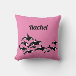 Cool Orca Whale Personalised Pink Throw Pillow