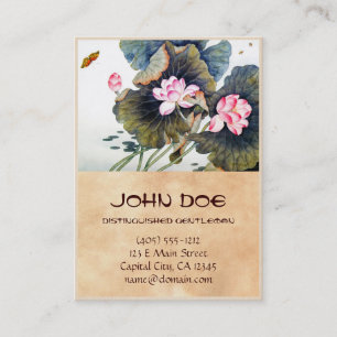 Cool oriental chinese beautiful lotus leaf butterf business card