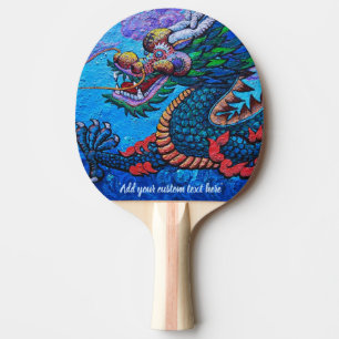 Cool oriental chinese oil colourful dragon paint ping pong paddle