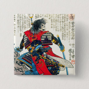 Cool oriental classic japanese samurai warrior art 15 cm square badge