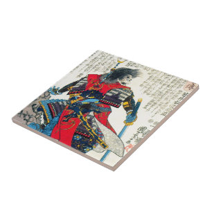 Cool oriental classic japanese samurai warrior art tile