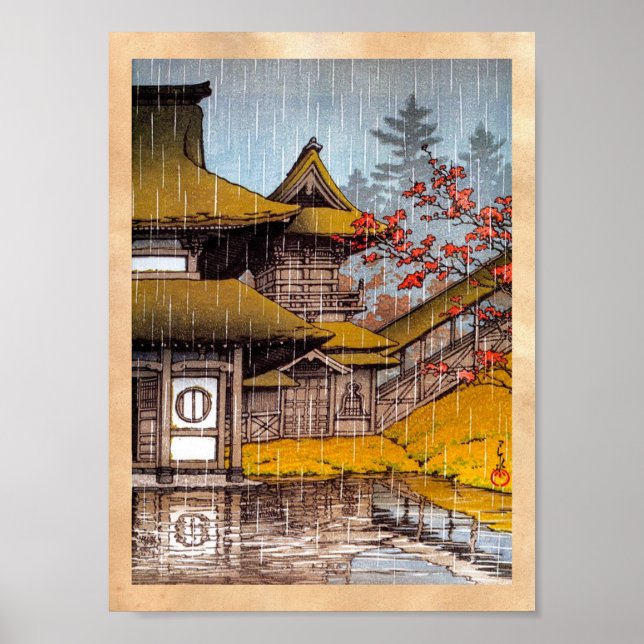 Cool oriental classic japanese temple painting poster (Front)