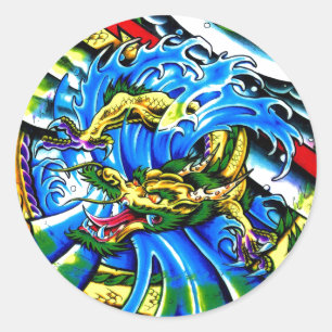 Cool Oriental Dragon tattoo Classic Round Sticker