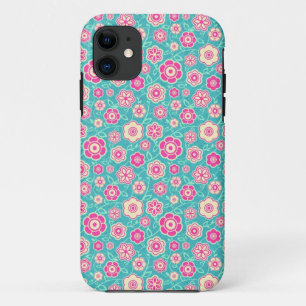 Cool oriental floral pink flower ornament pattern iPhone 11 case