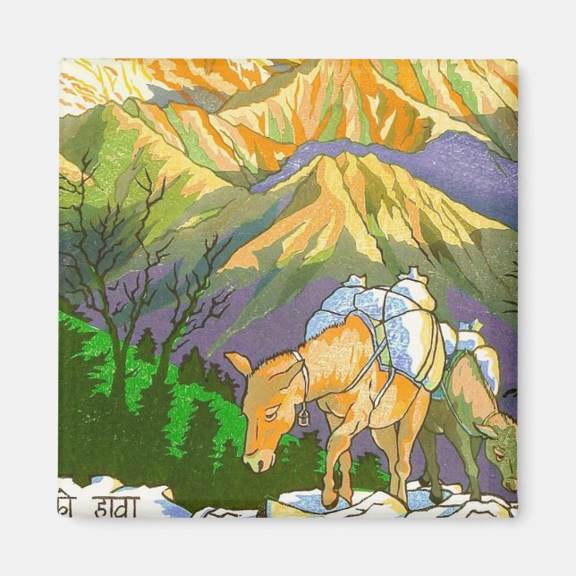 Cool oriental Ghorapani Mountain Pass Nepal art Magnet (Front)