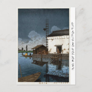 Cool oriental Hasui Kawase rainy day art Postcard