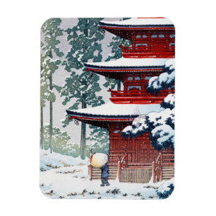 Cool oriental Hasui Kawase Winter scenery art Magnet