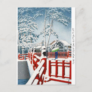 Cool oriental Hasui Kawase winter scenery art Postcard