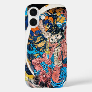 Cool oriental japanese Ancient Samurai demon Fight iPhone 16 Case