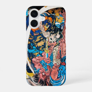 Cool oriental japanese Ancient Samurai demon Fight iPhone 16 Case