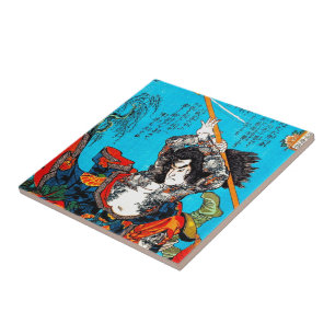 Cool oriental japanese Ancient Samurai Warrior Jo Ceramic Tile