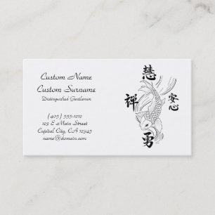 Cool oriental japanese black ink lucky koi fish bu business card