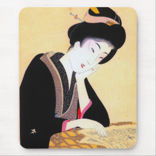 Cool oriental japanese classic geisha lady art mouse pad