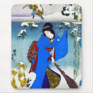 Cool oriental japanese classic geisha lady art mouse pad