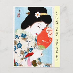 Cool oriental japanese classic geisha lady art postcard