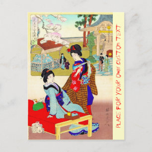 Cool oriental japanese classic geisha lady art postcard