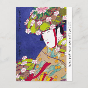 Cool oriental japanese classic geisha lady art postcard