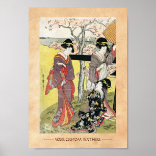 Cool oriental japanese classic geisha lady art poster