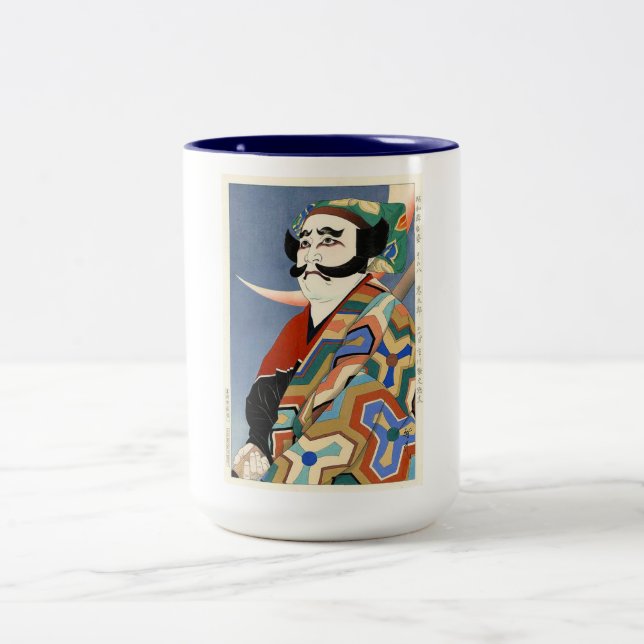 Cool oriental japanese classic kabuki actor art Two-Tone coffee mug (Center)