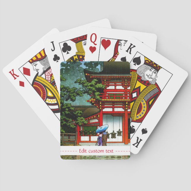 Cool oriental japanese classic Kasuga rain shrine Playing Cards (Back)