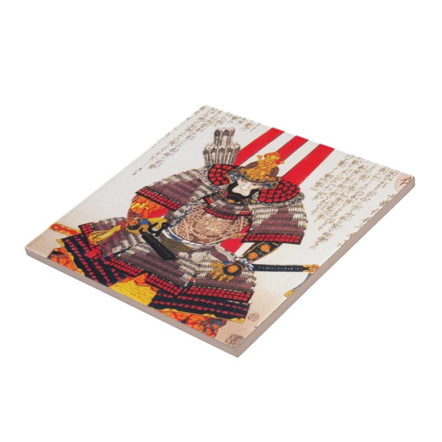 Cool oriental japanese classic samurai warrior art ceramic tile (Side)