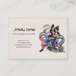 Cool oriental japanese dragon samurai fight tattoo business card