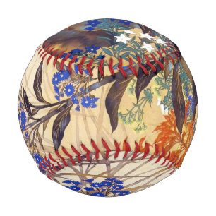 Cool oriental japanese flowers painting  vibrant baseball